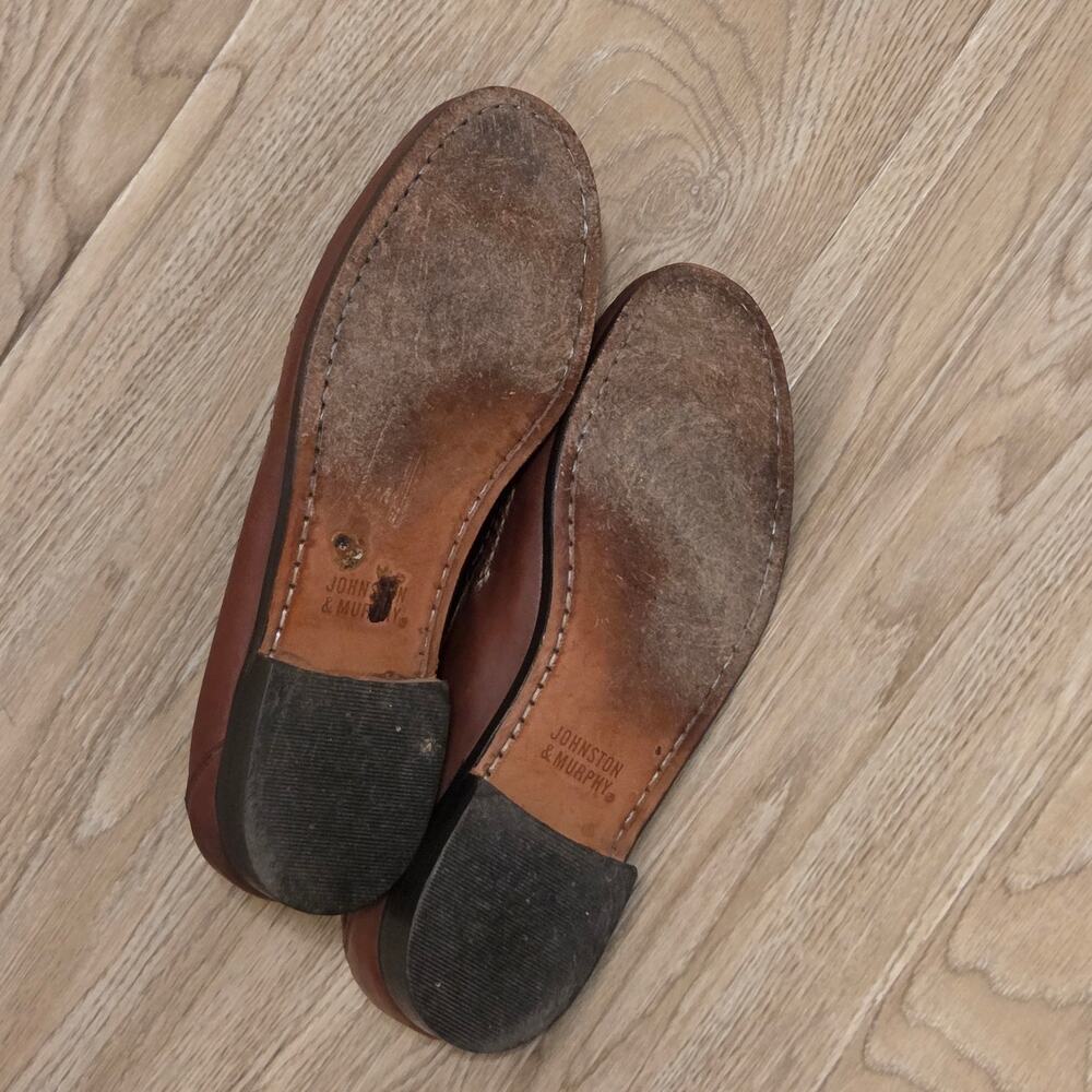 JOHNSTON & MURPHY Leather Kiltie Tassel Slip On Shoes Loafers Mens Size 11 - Picture 8 of 8